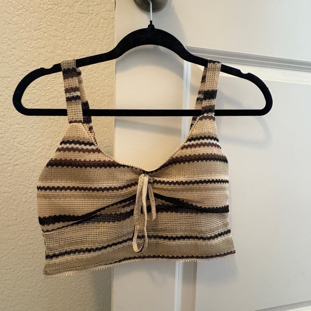 No Boundaries Beige and Black Knit Top